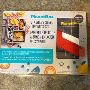 PlanetBox Gray Grid Stainless Steel Lunchbox Set